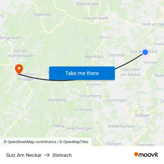 Sulz Am Neckar to Steinach map