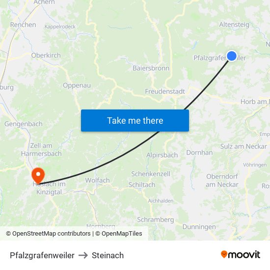 Pfalzgrafenweiler to Steinach map