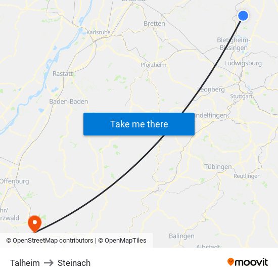 Talheim to Steinach map