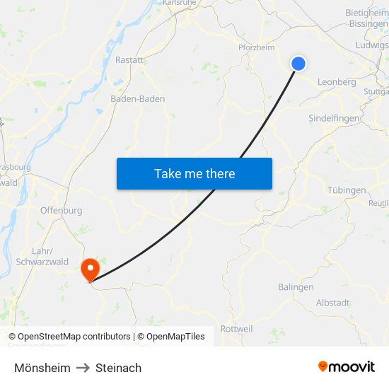 Mönsheim to Steinach map