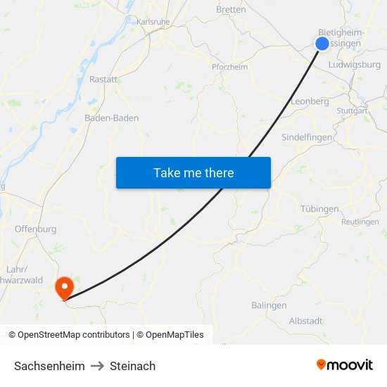 Sachsenheim to Steinach map