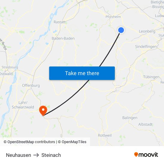 Neuhausen to Steinach map