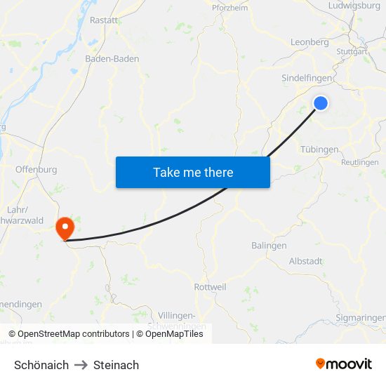 Schönaich to Steinach map