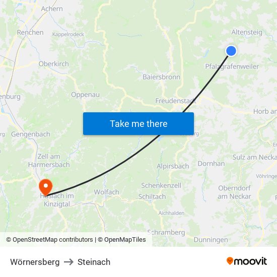 Wörnersberg to Steinach map