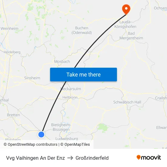 Vvg Vaihingen An Der Enz to Großrinderfeld map
