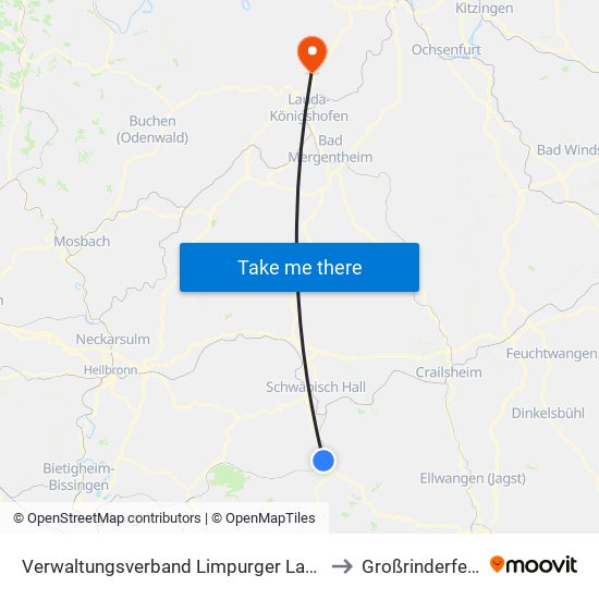 Verwaltungsverband Limpurger Land to Großrinderfeld map