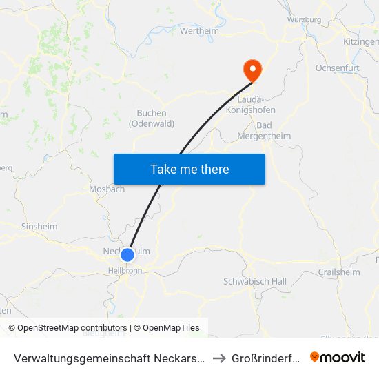 Verwaltungsgemeinschaft Neckarsulm to Großrinderfeld map