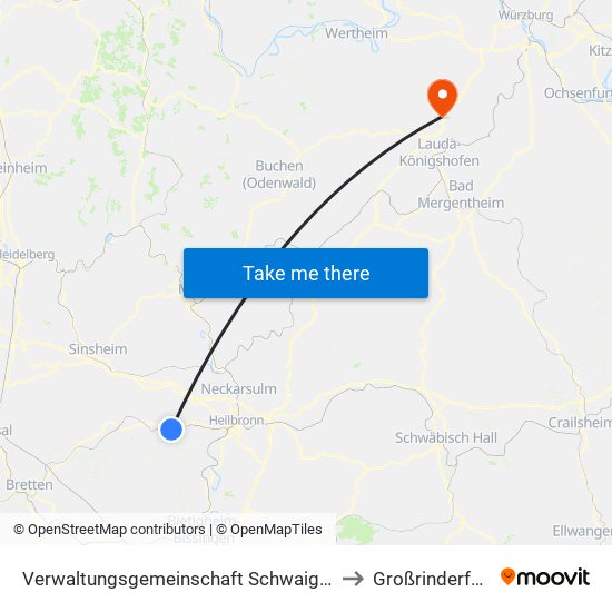 Verwaltungsgemeinschaft Schwaigern to Großrinderfeld map