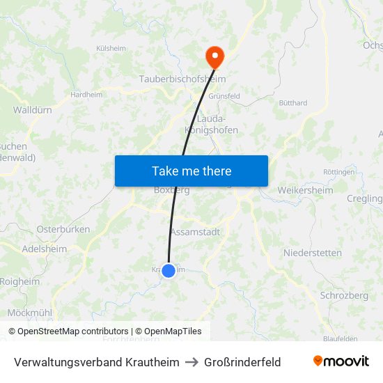 Verwaltungsverband Krautheim to Großrinderfeld map