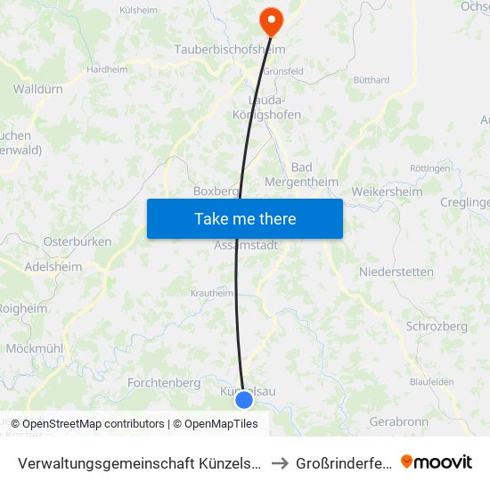 Verwaltungsgemeinschaft Künzelsau to Großrinderfeld map