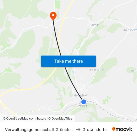 Verwaltungsgemeinschaft Grünsfeld to Großrinderfeld map