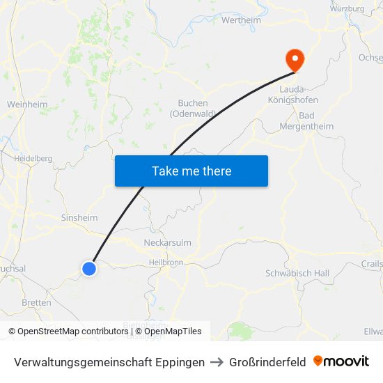 Verwaltungsgemeinschaft Eppingen to Großrinderfeld map