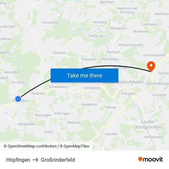 Höpfingen to Großrinderfeld map