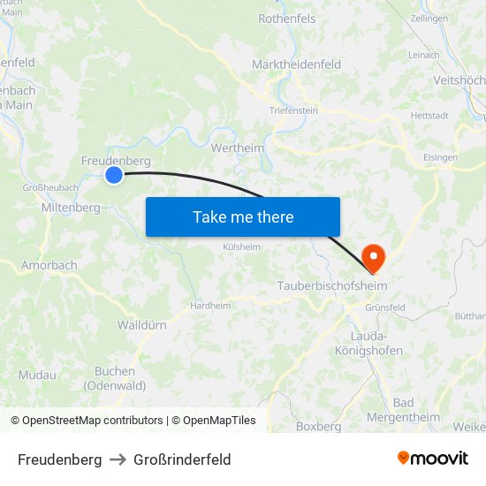 Freudenberg to Großrinderfeld map