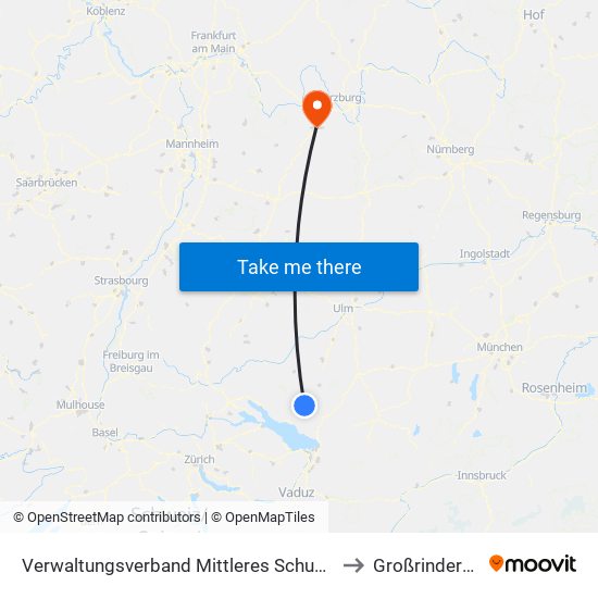 Verwaltungsverband Mittleres Schussental to Großrinderfeld map