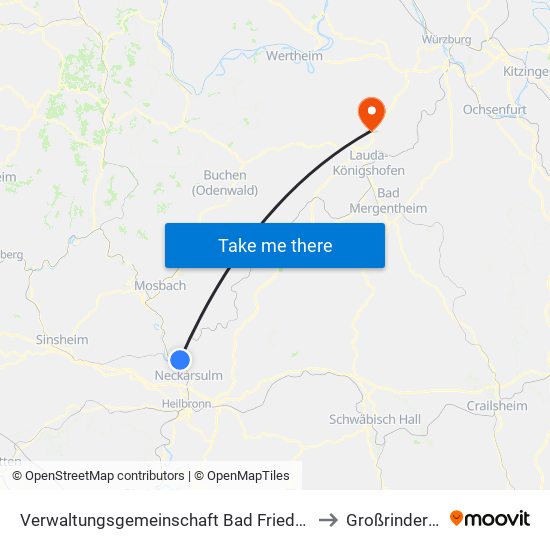 Verwaltungsgemeinschaft Bad Friedrichshall to Großrinderfeld map