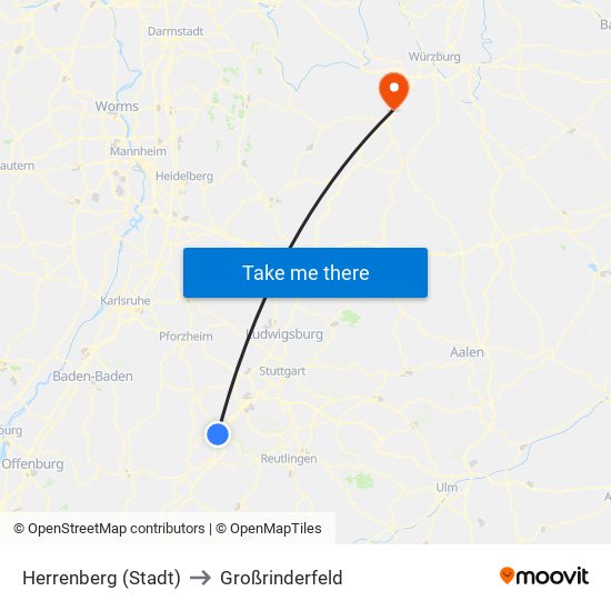 Herrenberg (Stadt) to Großrinderfeld map