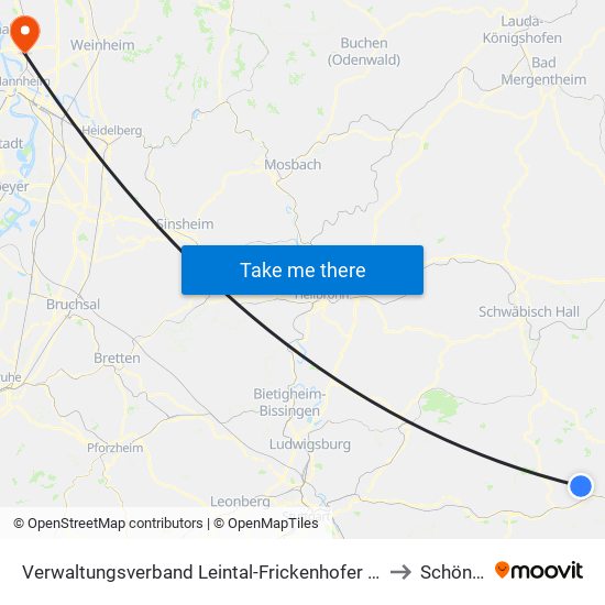 Verwaltungsverband Leintal-Frickenhofer Höhe to Schönau map
