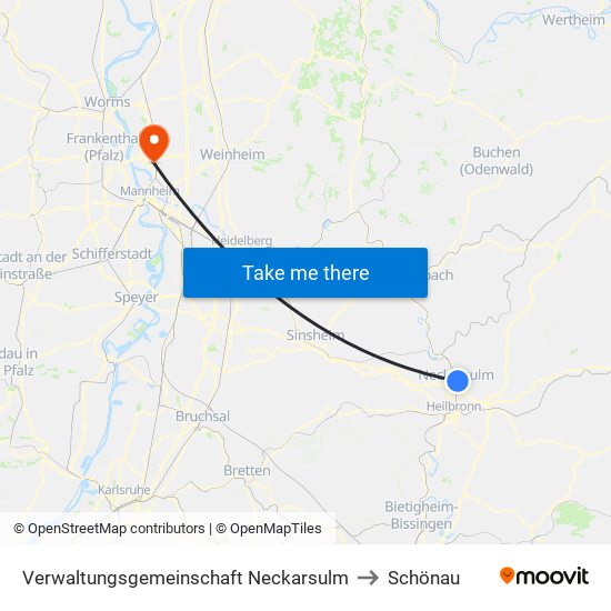 Verwaltungsgemeinschaft Neckarsulm to Schönau map