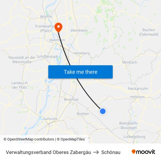 Verwaltungsverband Oberes Zabergäu to Schönau map