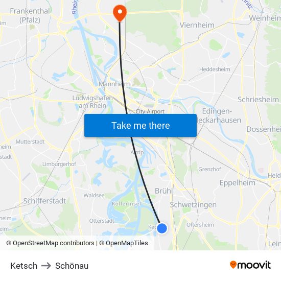 Ketsch to Schönau map