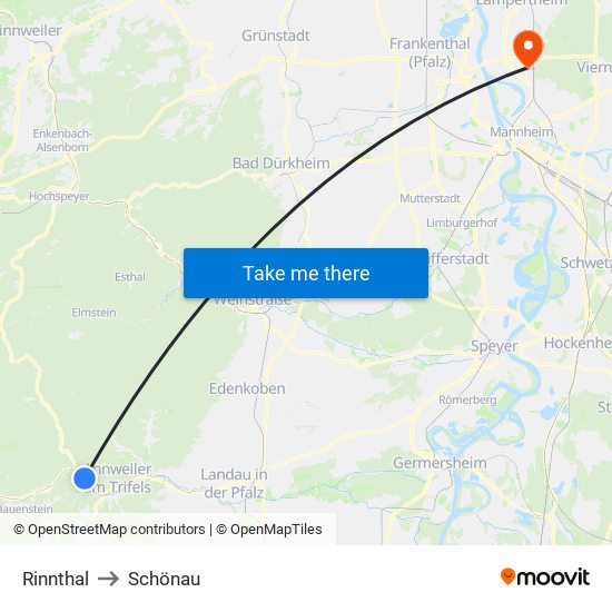 Rinnthal to Schönau map