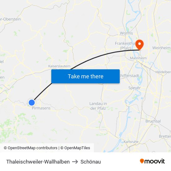 Thaleischweiler-Wallhalben to Schönau map