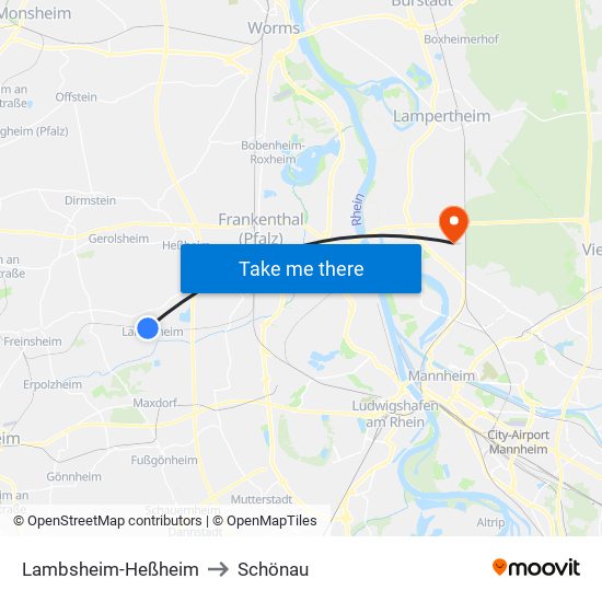 Lambsheim-Heßheim to Schönau map