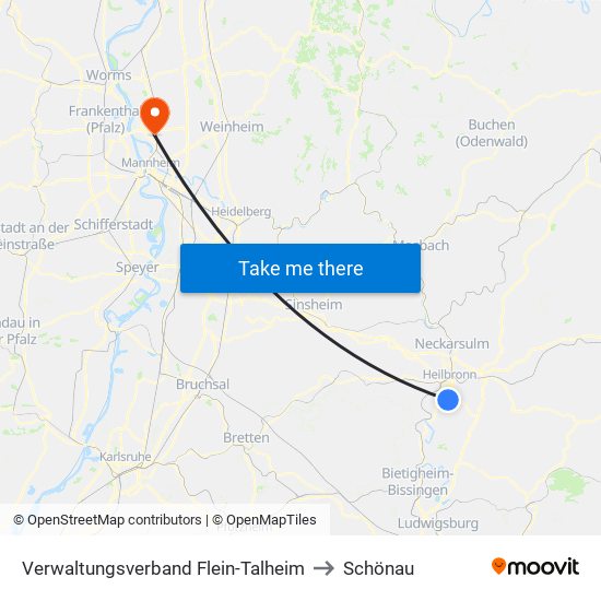 Verwaltungsverband Flein-Talheim to Schönau map