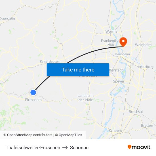 Thaleischweiler-Fröschen to Schönau map