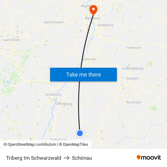 Triberg Im Schwarzwald to Schönau map