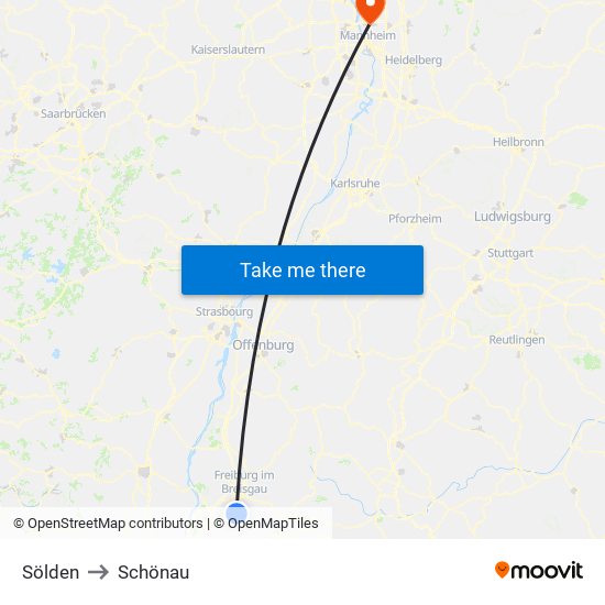 Sölden to Schönau map