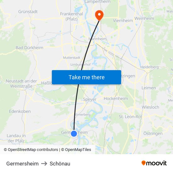 Germersheim to Schönau map