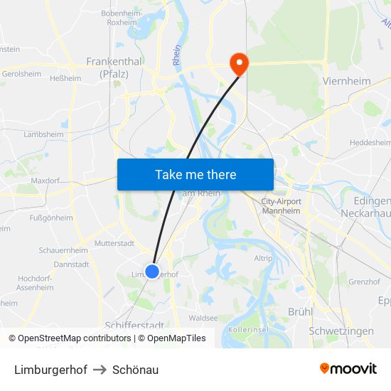 Limburgerhof to Schönau map