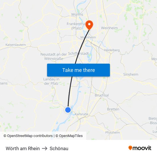 Wörth am Rhein to Schönau map