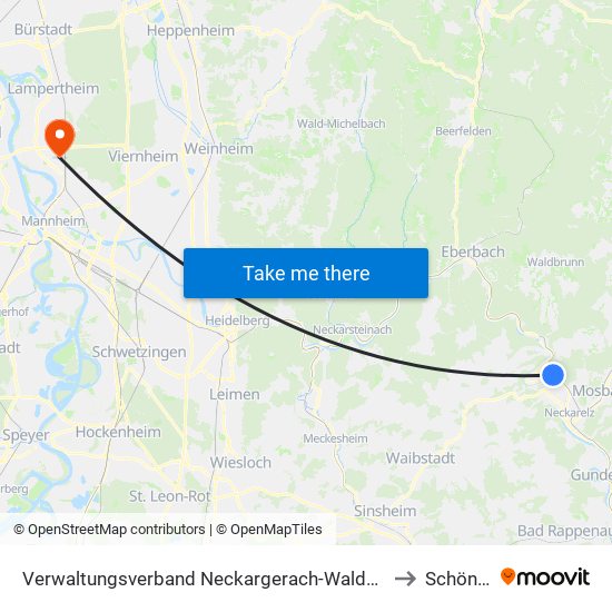 Verwaltungsverband Neckargerach-Waldbrunn to Schönau map