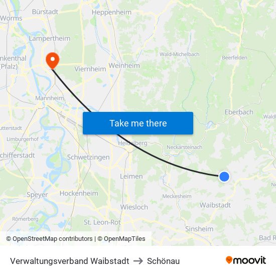 Verwaltungsverband Waibstadt to Schönau map