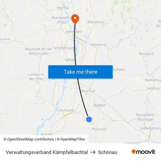 Verwaltungsverband Kämpfelbachtal to Schönau map