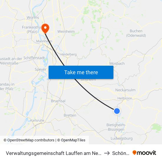 Verwaltungsgemeinschaft Lauffen am Neckar to Schönau map