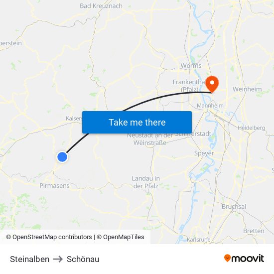 Steinalben to Schönau map