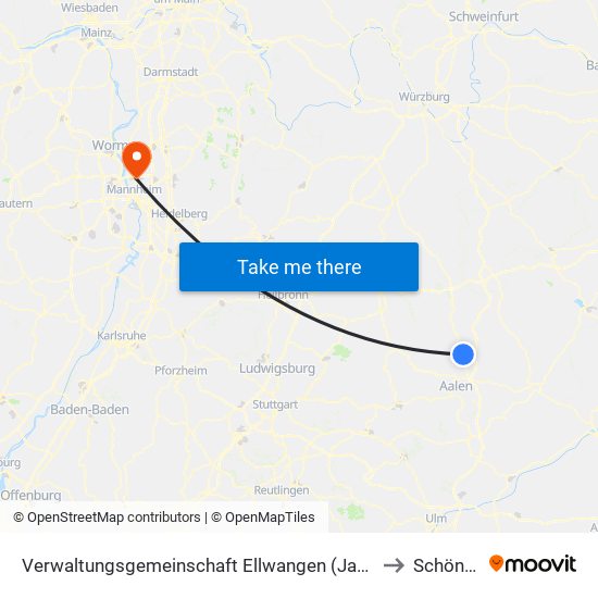 Verwaltungsgemeinschaft Ellwangen (Jagst) to Schönau map