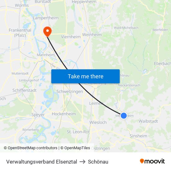 Verwaltungsverband Elsenztal to Schönau map