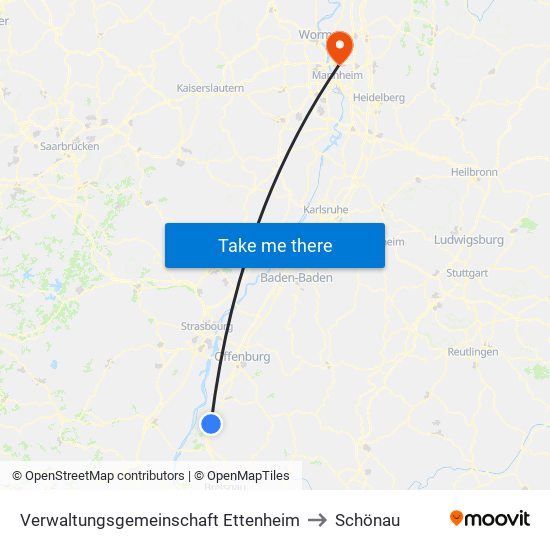 Verwaltungsgemeinschaft Ettenheim to Schönau map