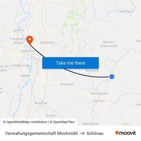 Verwaltungsgemeinschaft Möckmühl to Schönau map