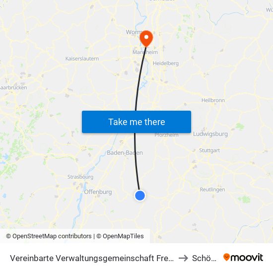 Vereinbarte Verwaltungsgemeinschaft Freudenstadt to Schönau map