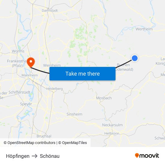 Höpfingen to Schönau map