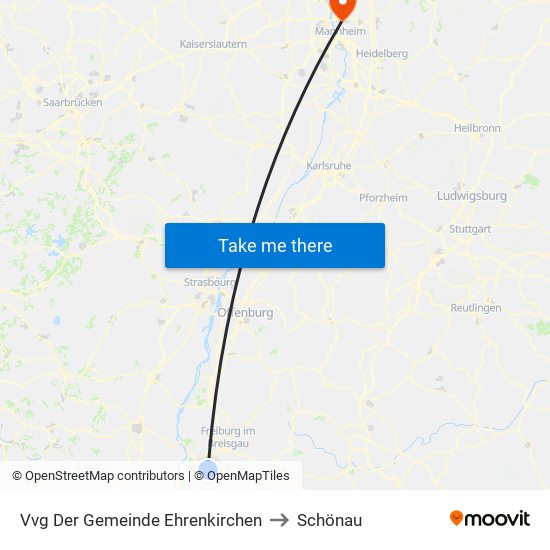 Vvg Der Gemeinde Ehrenkirchen to Schönau map