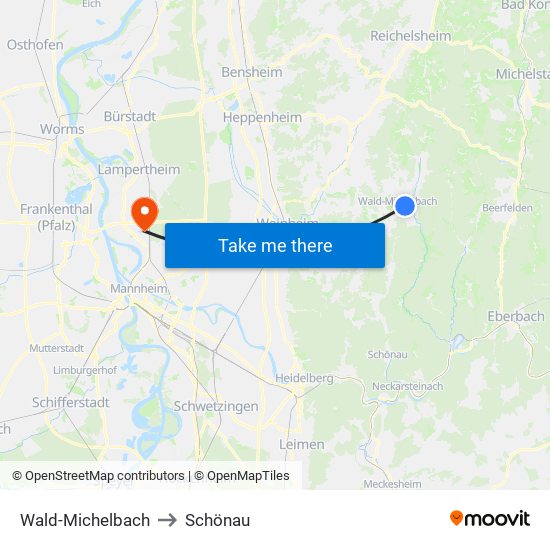 Wald-Michelbach to Schönau map