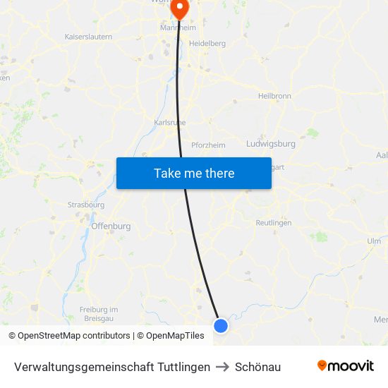 Verwaltungsgemeinschaft Tuttlingen to Schönau map