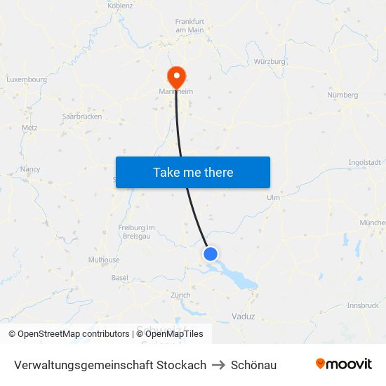 Verwaltungsgemeinschaft Stockach to Schönau map